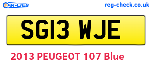 SG13WJE are the vehicle registration plates.