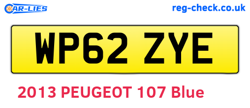WP62ZYE are the vehicle registration plates.