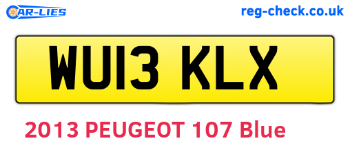 WU13KLX are the vehicle registration plates.