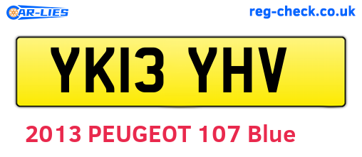 YK13YHV are the vehicle registration plates.