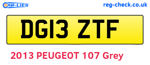 DG13ZTF are the vehicle registration plates.