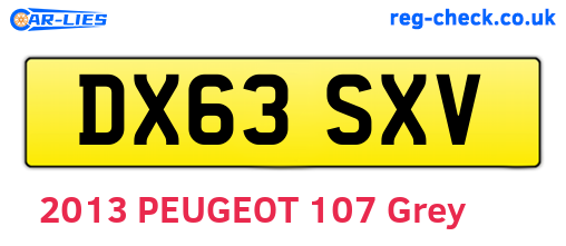 DX63SXV are the vehicle registration plates.