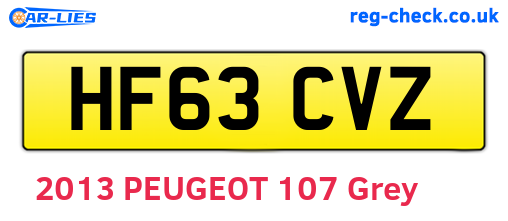 HF63CVZ are the vehicle registration plates.
