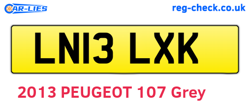 LN13LXK are the vehicle registration plates.