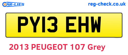 PY13EHW are the vehicle registration plates.
