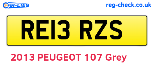 RE13RZS are the vehicle registration plates.