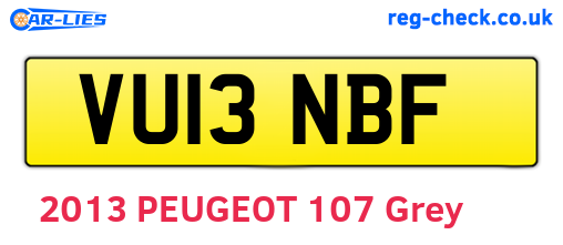 VU13NBF are the vehicle registration plates.