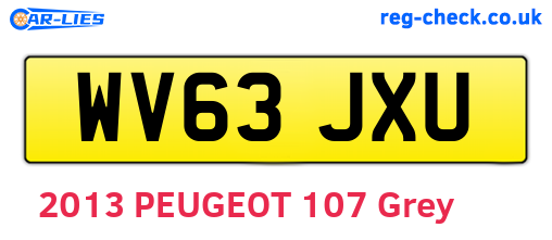 WV63JXU are the vehicle registration plates.