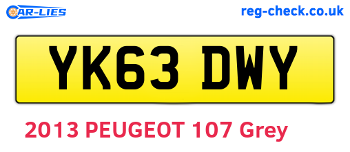 YK63DWY are the vehicle registration plates.
