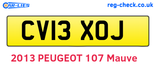 CV13XOJ are the vehicle registration plates.