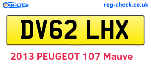 DV62LHX are the vehicle registration plates.