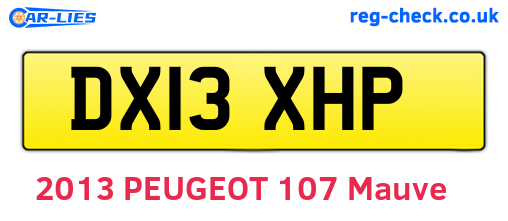 DX13XHP are the vehicle registration plates.