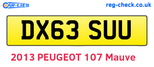 DX63SUU are the vehicle registration plates.