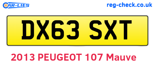 DX63SXT are the vehicle registration plates.