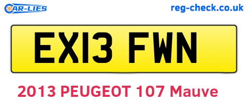 EX13FWN are the vehicle registration plates.