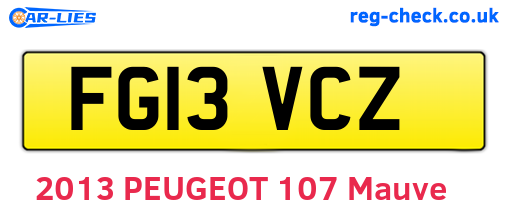 FG13VCZ are the vehicle registration plates.