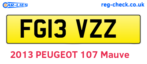FG13VZZ are the vehicle registration plates.