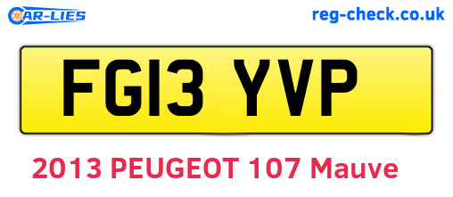 FG13YVP are the vehicle registration plates.