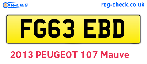 FG63EBD are the vehicle registration plates.