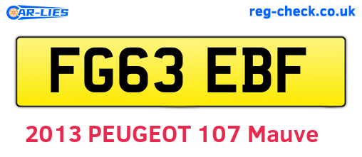 FG63EBF are the vehicle registration plates.