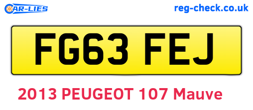 FG63FEJ are the vehicle registration plates.