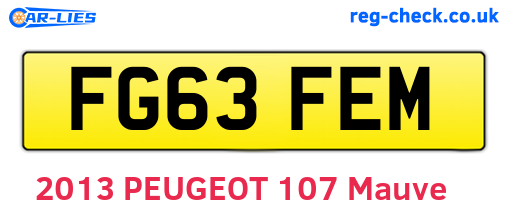 FG63FEM are the vehicle registration plates.