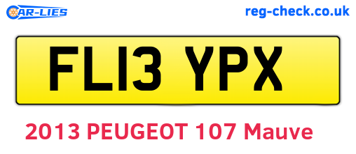 FL13YPX are the vehicle registration plates.