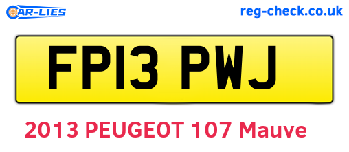 FP13PWJ are the vehicle registration plates.