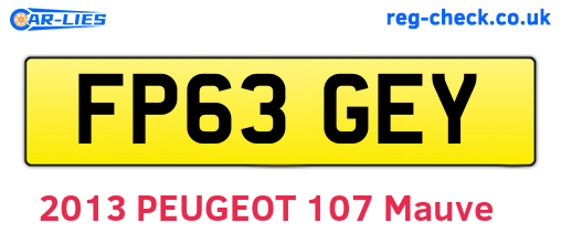 FP63GEY are the vehicle registration plates.