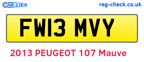FW13MVY are the vehicle registration plates.