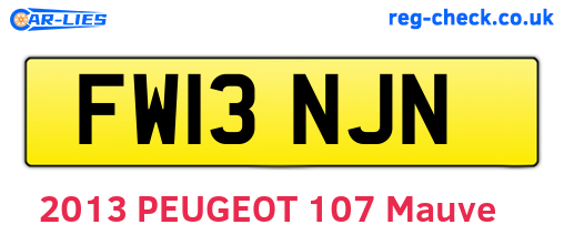 FW13NJN are the vehicle registration plates.