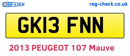 GK13FNN are the vehicle registration plates.