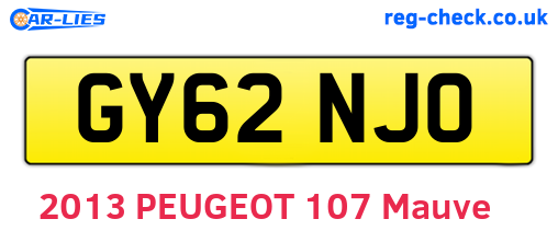 GY62NJO are the vehicle registration plates.