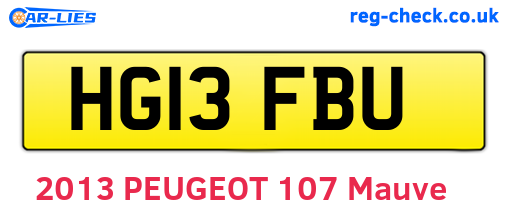 HG13FBU are the vehicle registration plates.