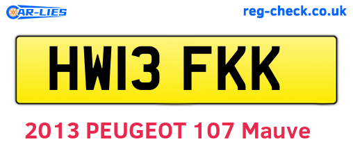 HW13FKK are the vehicle registration plates.