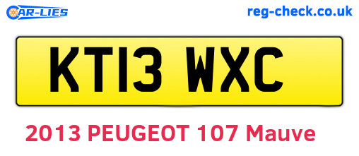 KT13WXC are the vehicle registration plates.