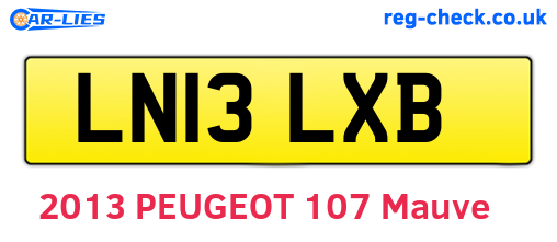 LN13LXB are the vehicle registration plates.