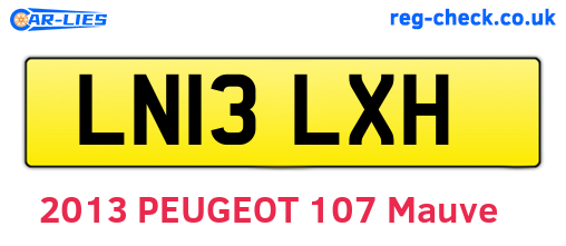 LN13LXH are the vehicle registration plates.