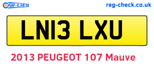 LN13LXU are the vehicle registration plates.