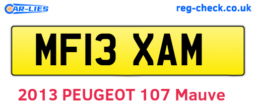 MF13XAM are the vehicle registration plates.