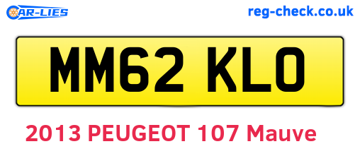 MM62KLO are the vehicle registration plates.
