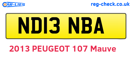 ND13NBA are the vehicle registration plates.