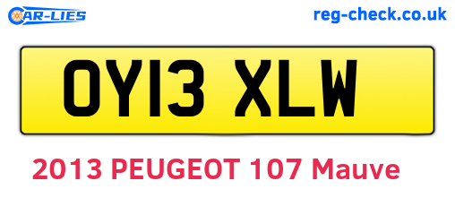 OY13XLW are the vehicle registration plates.