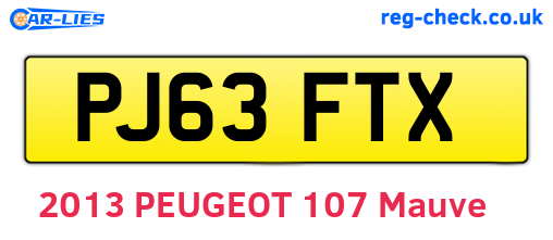 PJ63FTX are the vehicle registration plates.