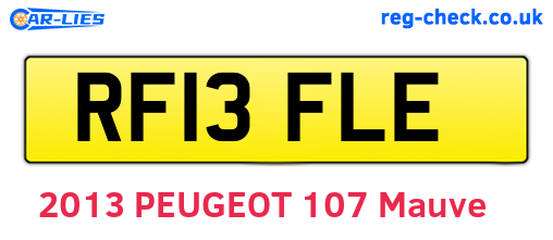 RF13FLE are the vehicle registration plates.
