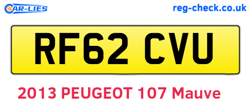 RF62CVU are the vehicle registration plates.