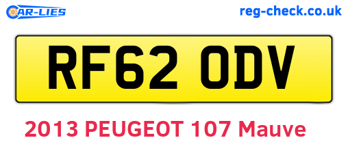 RF62ODV are the vehicle registration plates.