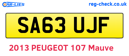 SA63UJF are the vehicle registration plates.