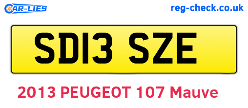 SD13SZE are the vehicle registration plates.