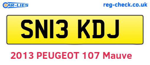 SN13KDJ are the vehicle registration plates.